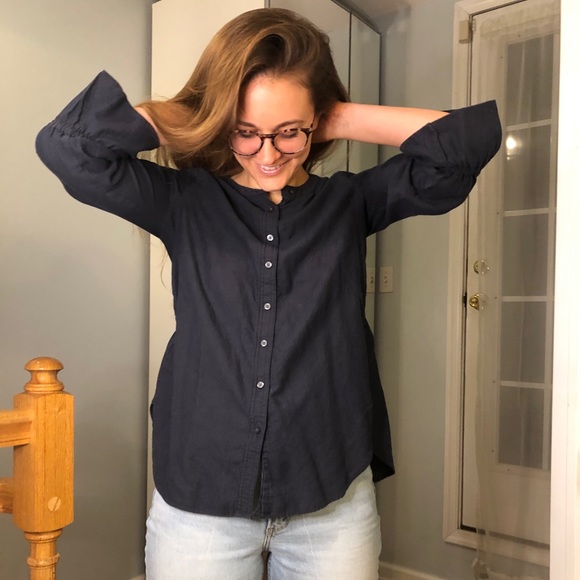 LOFT Tops - Dark Blue Button Down Top